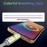 USB 4-in-1 Schnelllade-Kabel 30W | USB-C zu USB anti-verwickelndes Silikon RGB-LED Multi-Geräte-Kompatibilität und langlebig (2 m) - Grau